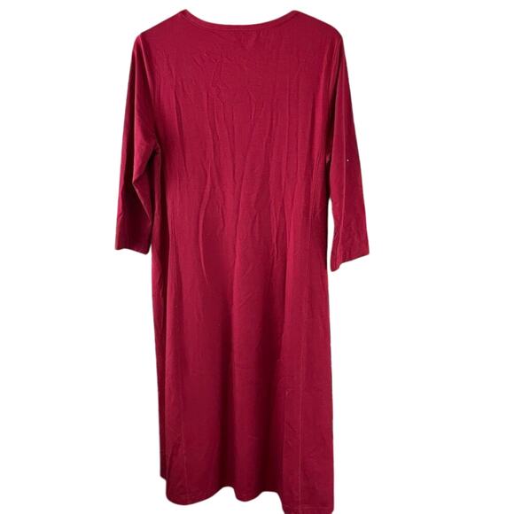 L.L. Bean 3/4 Sleeve Shirt Dress Burgundy size Large Style 272566 - Picture 6 of 6